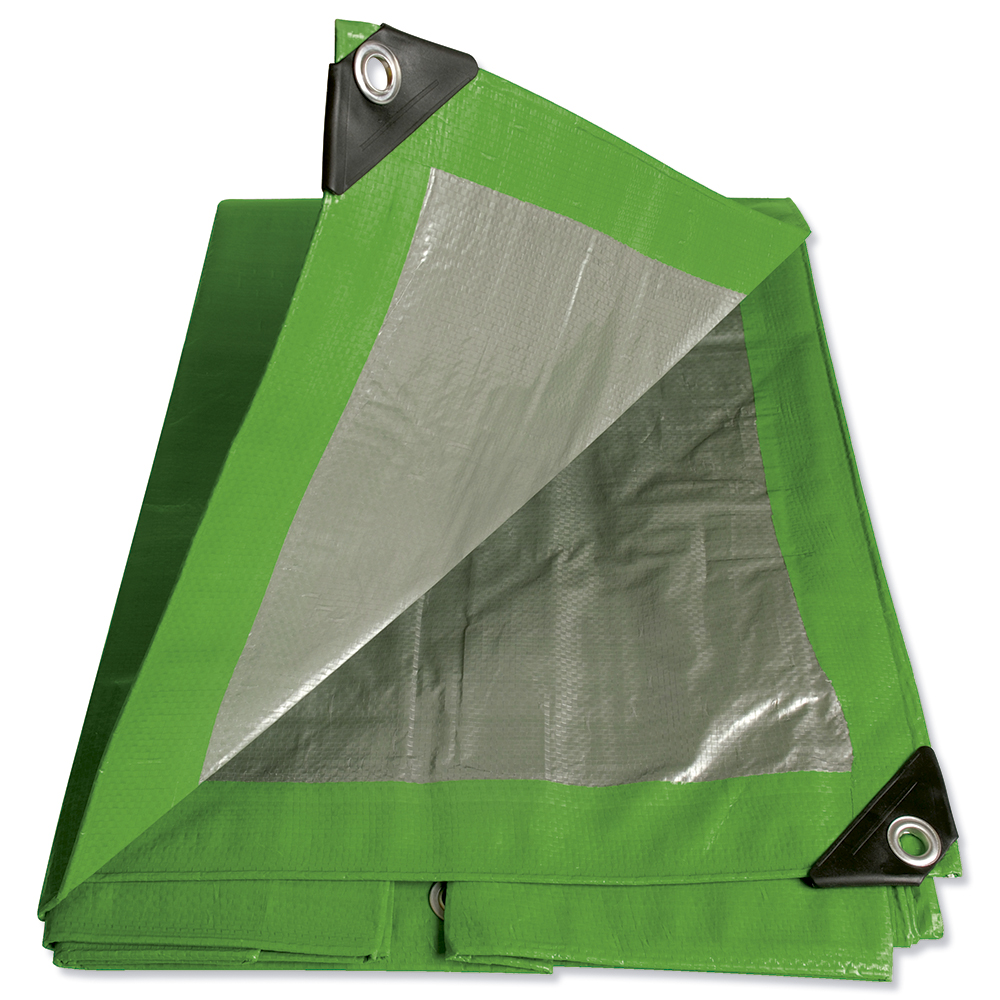 Lona de polietileno color verde con fondo plata, 6.09 x 12.19 m Foy