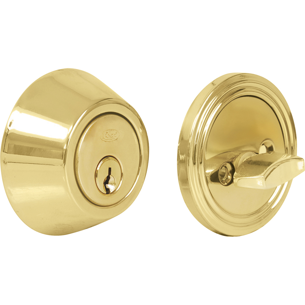 Cerrojo residencial función sencilla, latón brillante, llave estándar, blíster Lock