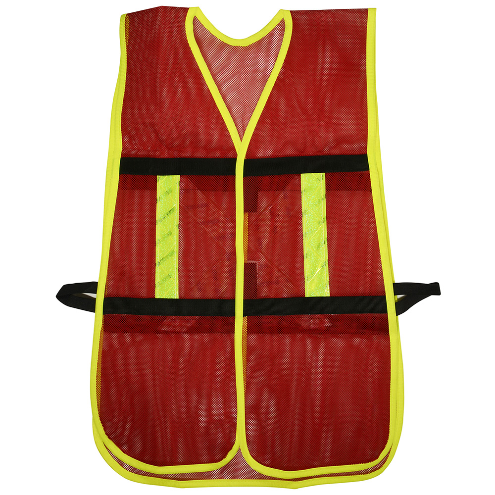 Chaleco de seguridad de malla de poliéster con ajuste de doble gancho rojo unitalla Surtek