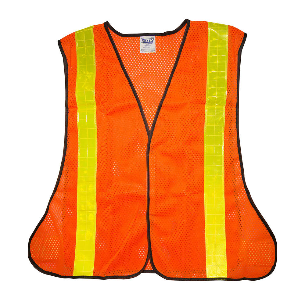 Chaleco de seguridad de malla de poliéster con cintas reflejantes prismáticas naranja unit Foy