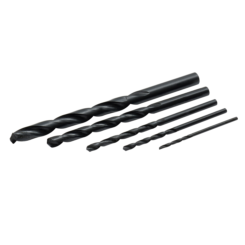 Juego de brocas negras de acero de alta velocidad zanco recto, 5 piezas Foy