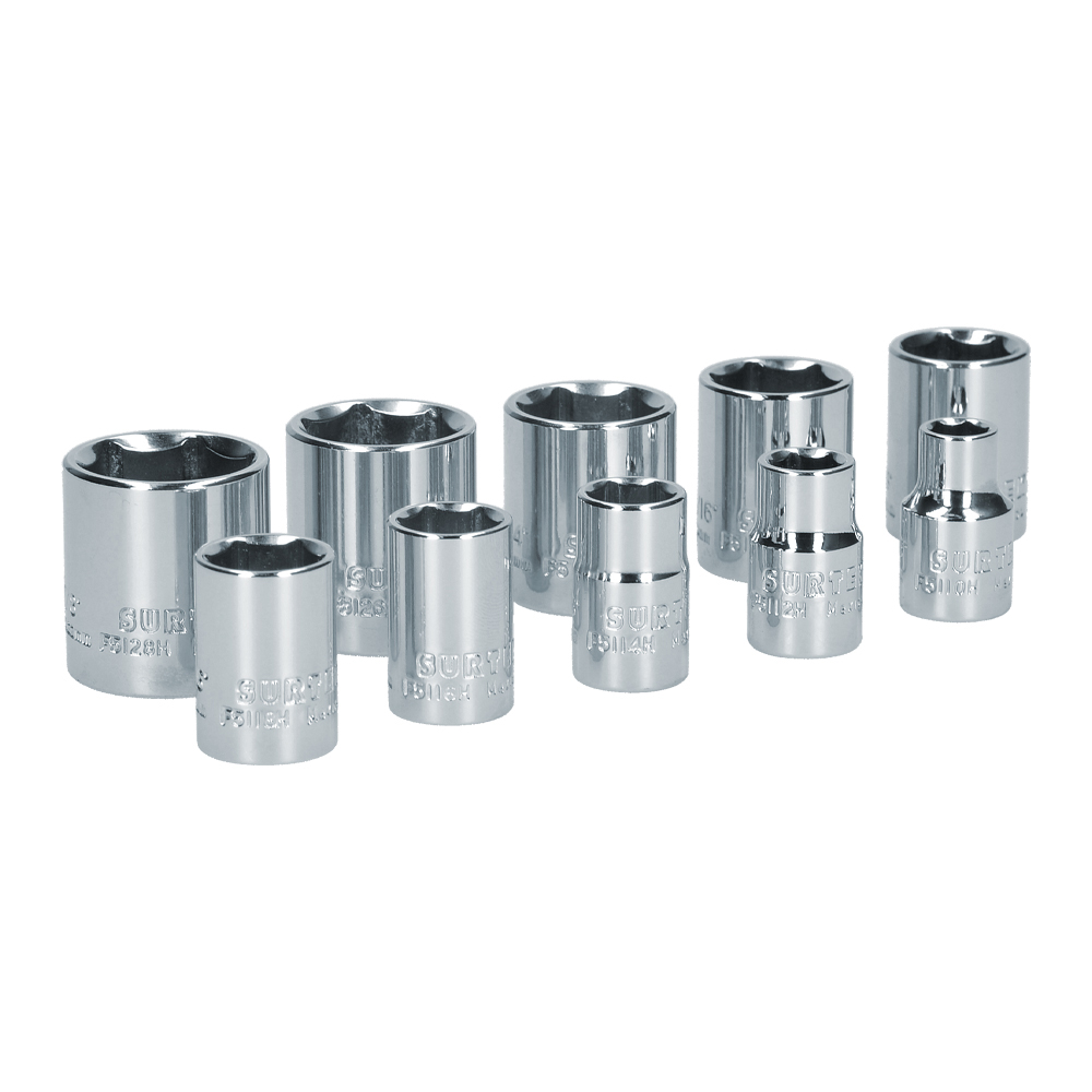Juego de dados cuadro de 3/8", 6 puntas, en pulgadas, 10 piezas Surtek
