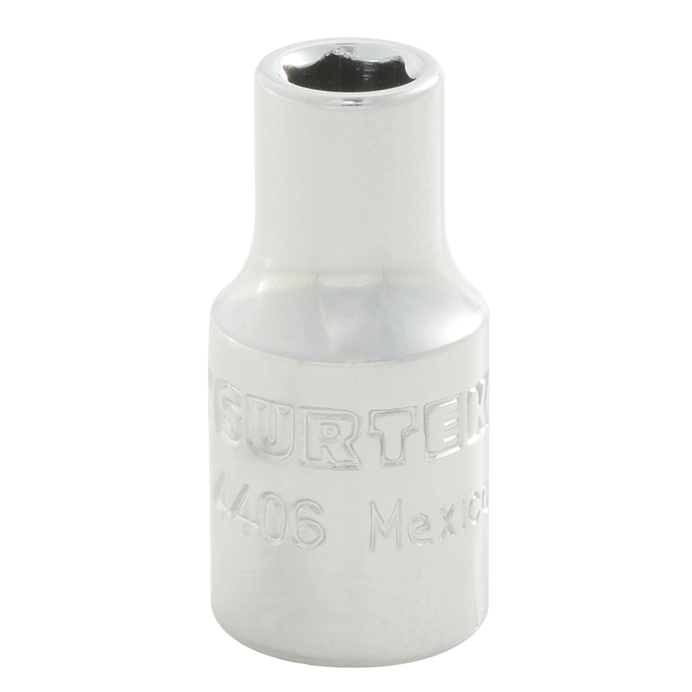 Dado cuadro de 1/4", 6 puntas, en pulgadas, 3/16" Surtek