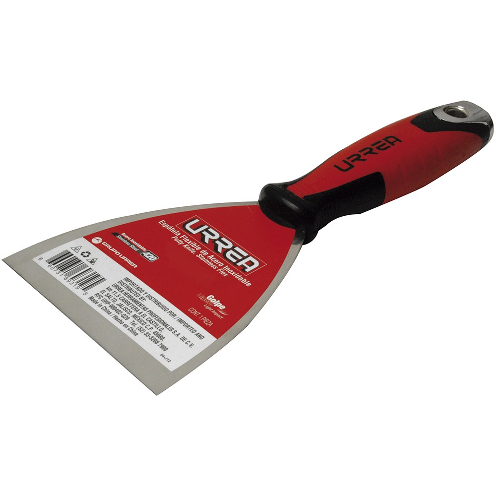 Espátula flexible de acero inoxidable con mango bimaterial 6" Urrea