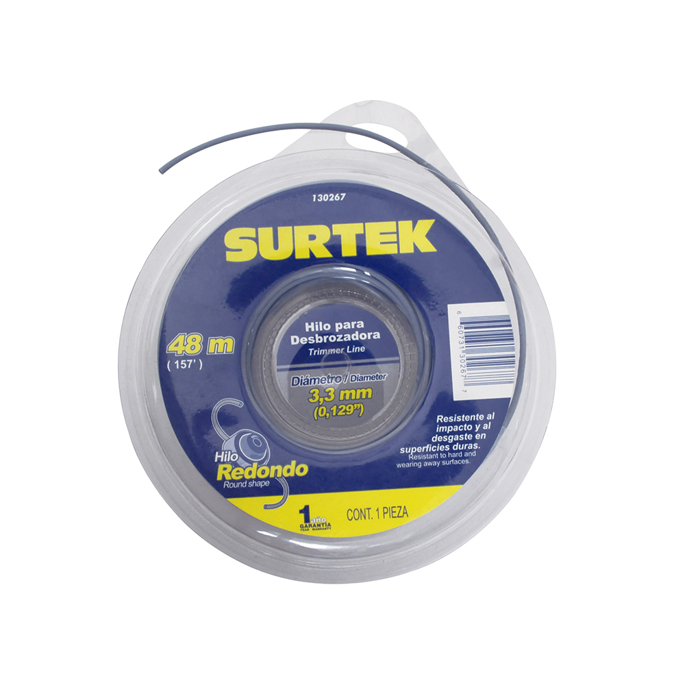 Nailon redondo para desbrozadora doble blíster, 3.3 mm x 48 m Surtek