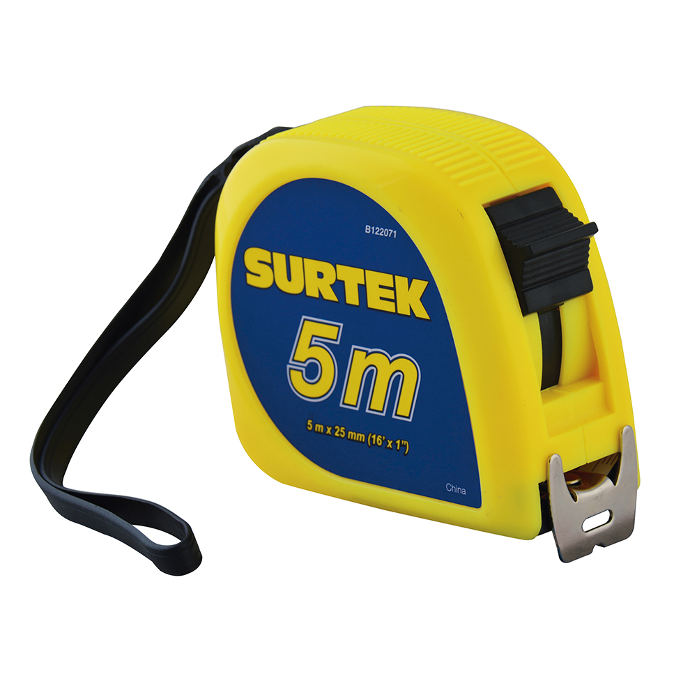 Flexómetro con carcasa de plástico invencible 5 m x 1" Surtek