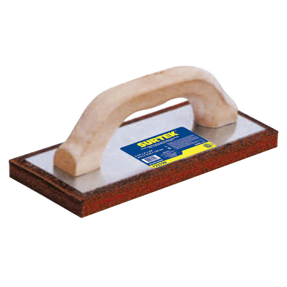 Flota de esponja acabado áspero con mango de madera 9-1/2" x 4" x 3/4" Surtek