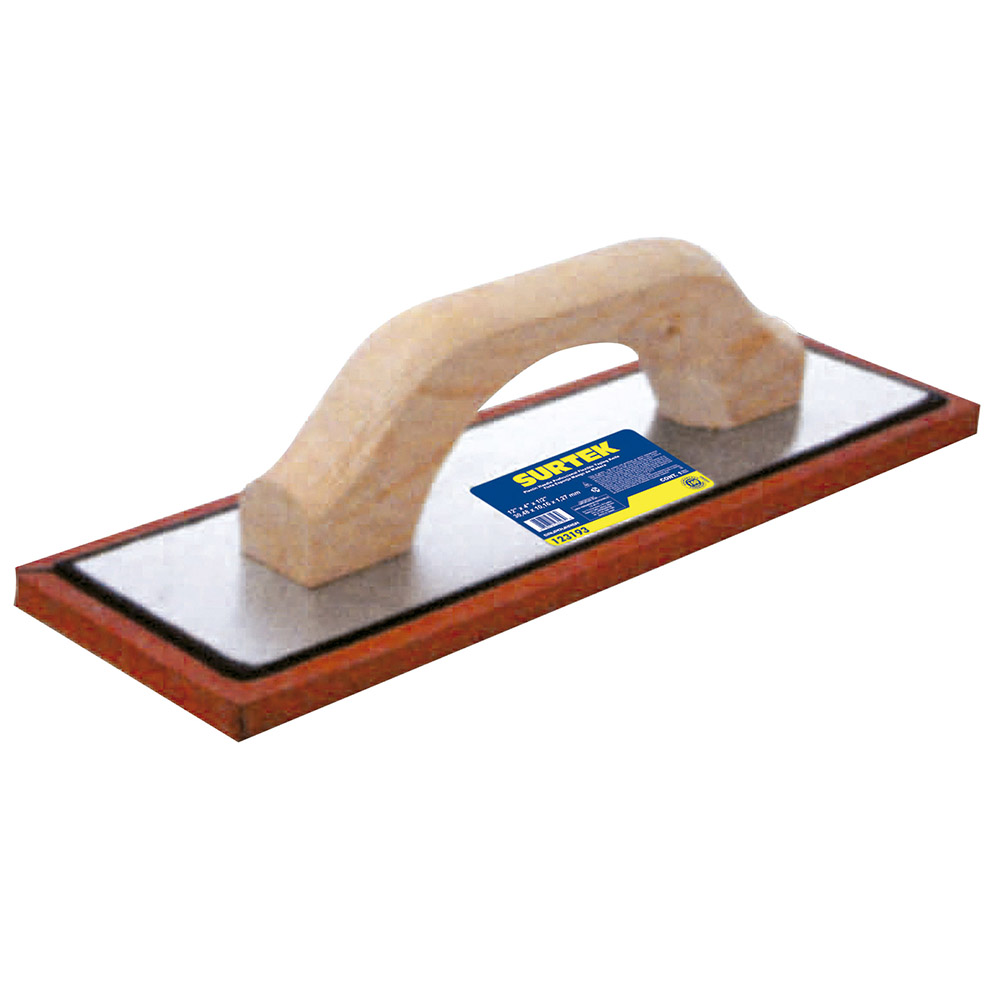 Flota de esponja acabado áspero con mango de madera 12" x 4" x 1/2" Surtek