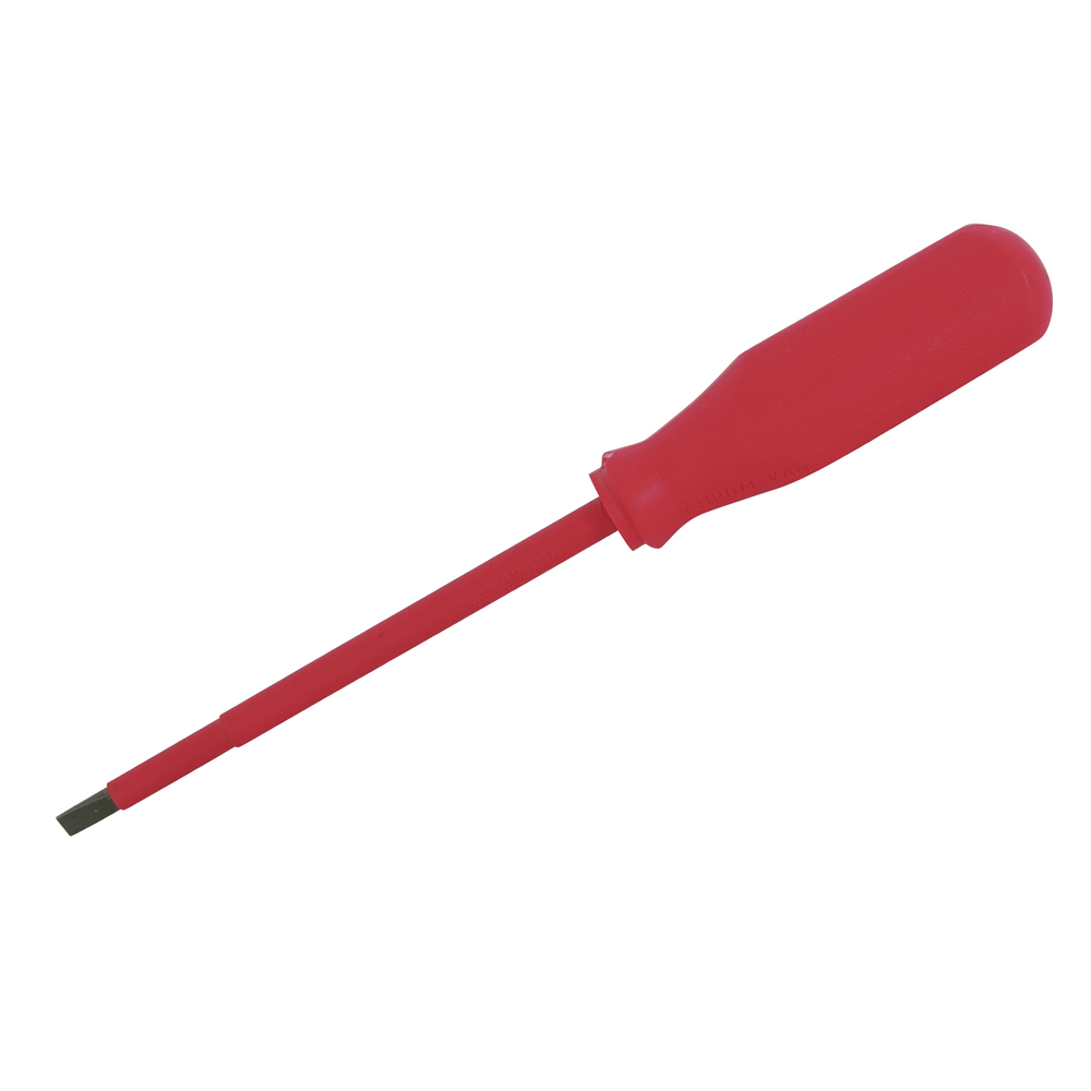 Destornillador rojo 1000 V, punta plana 1/8" x 3" Urrea