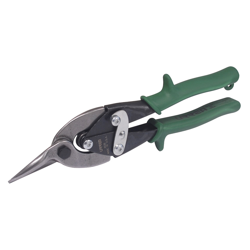 Tijera para hojalatero tipo aviación derecha con mango rubber grip, 10" Urrea