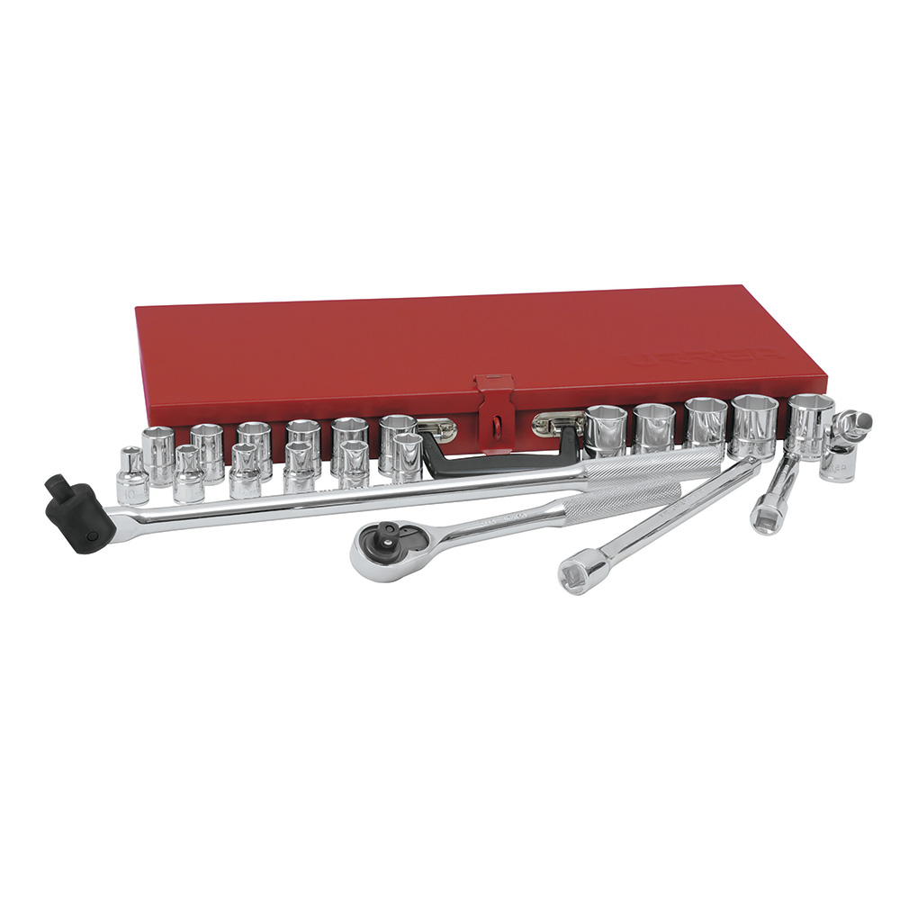 Juego de dados y accesorios cuadro de 1/2" métrico, 23 piezas Urrea