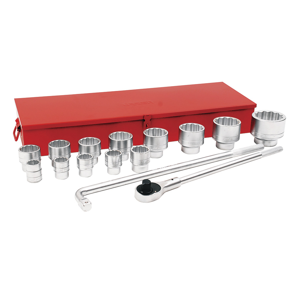 Juego de dados y accesorios cuadro de 1" en pulgadas, 16 piezas Urrea