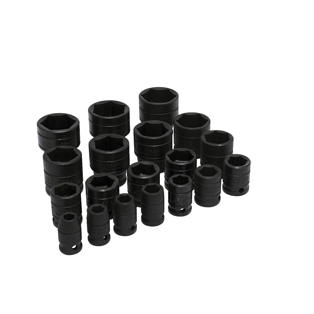 Juego de dados de impacto cuadro de 1/2", 6 puntas, en pulgadas, 19 piezas Urrea