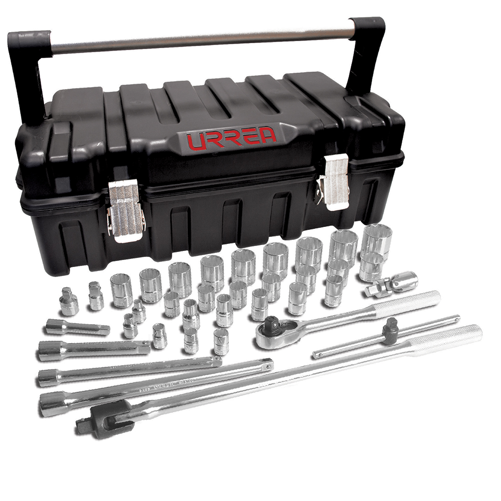 Juego de dados y accesorios cuadro de 3/8" y 1/2" en pulgadas, 37 piezas Urrea