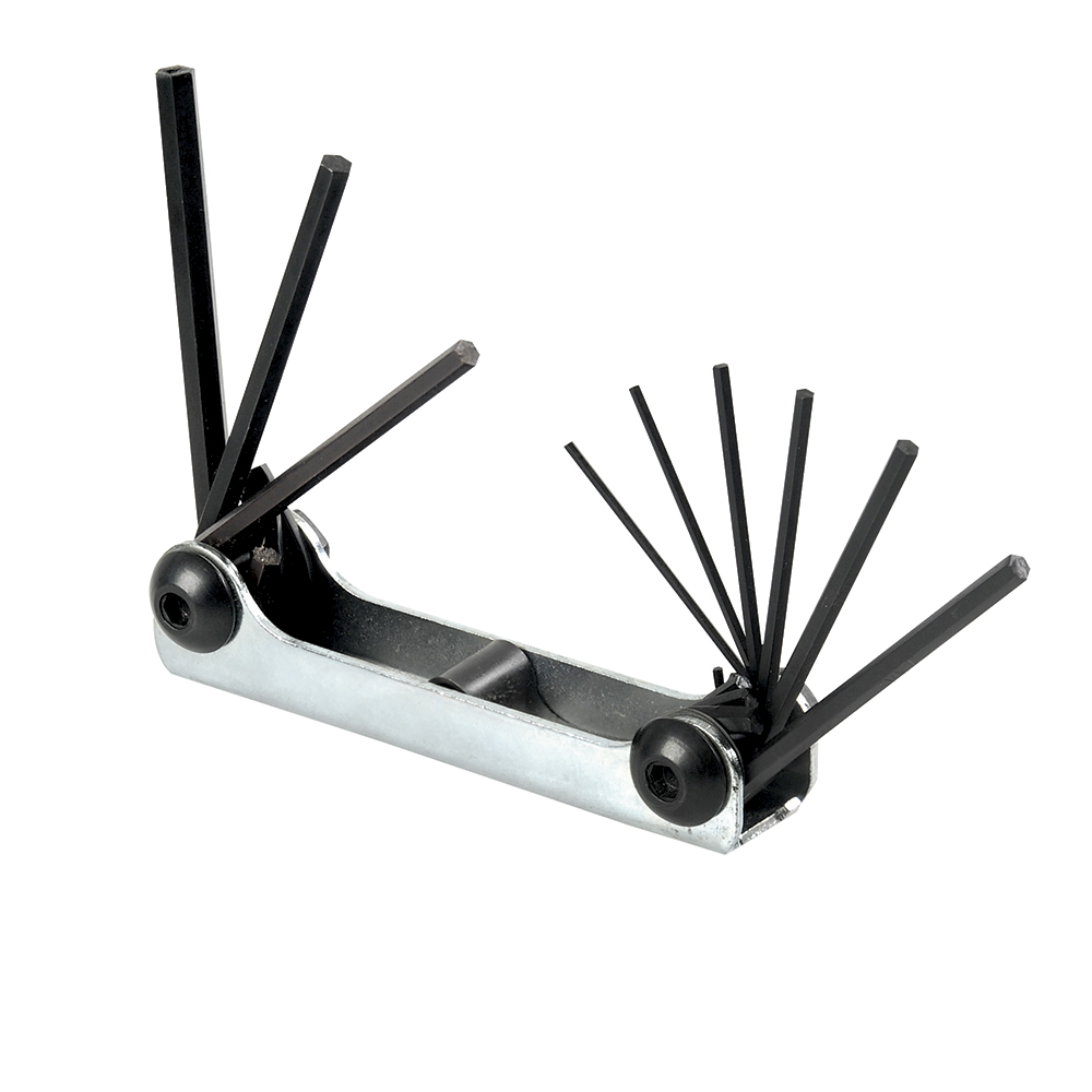 Juego de llaves hexagonales tipo navaja en pulgadas .050" a 3/16 " estuche metálico, 9 pz Urrea