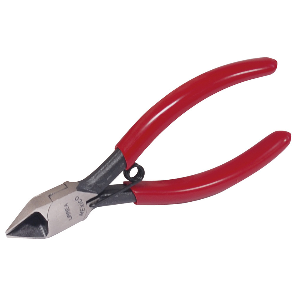 Pinza para electrónica con mango rubber grip corte diagonal de 4-3/16" Urrea