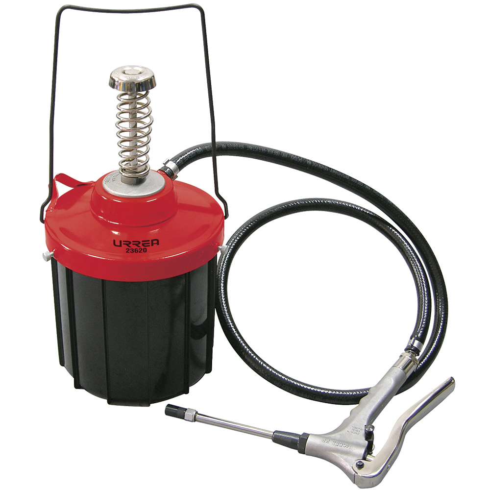Inyector de grasa con cubeta de alta presión y alto volumen de 5 kg, 10,000 PSI Urrea