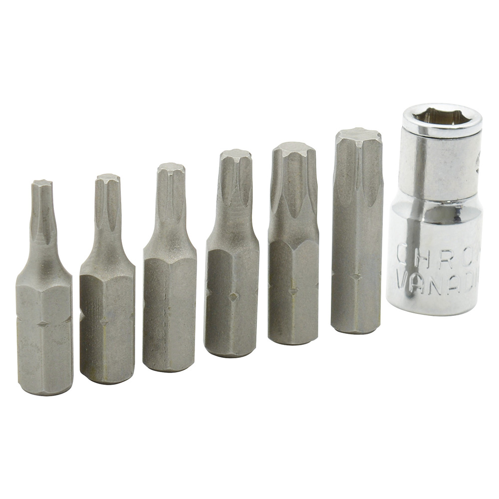 Juego de puntas Torx hexágono de 1/4" con adaptador, 7 piezas en blíster Surtek