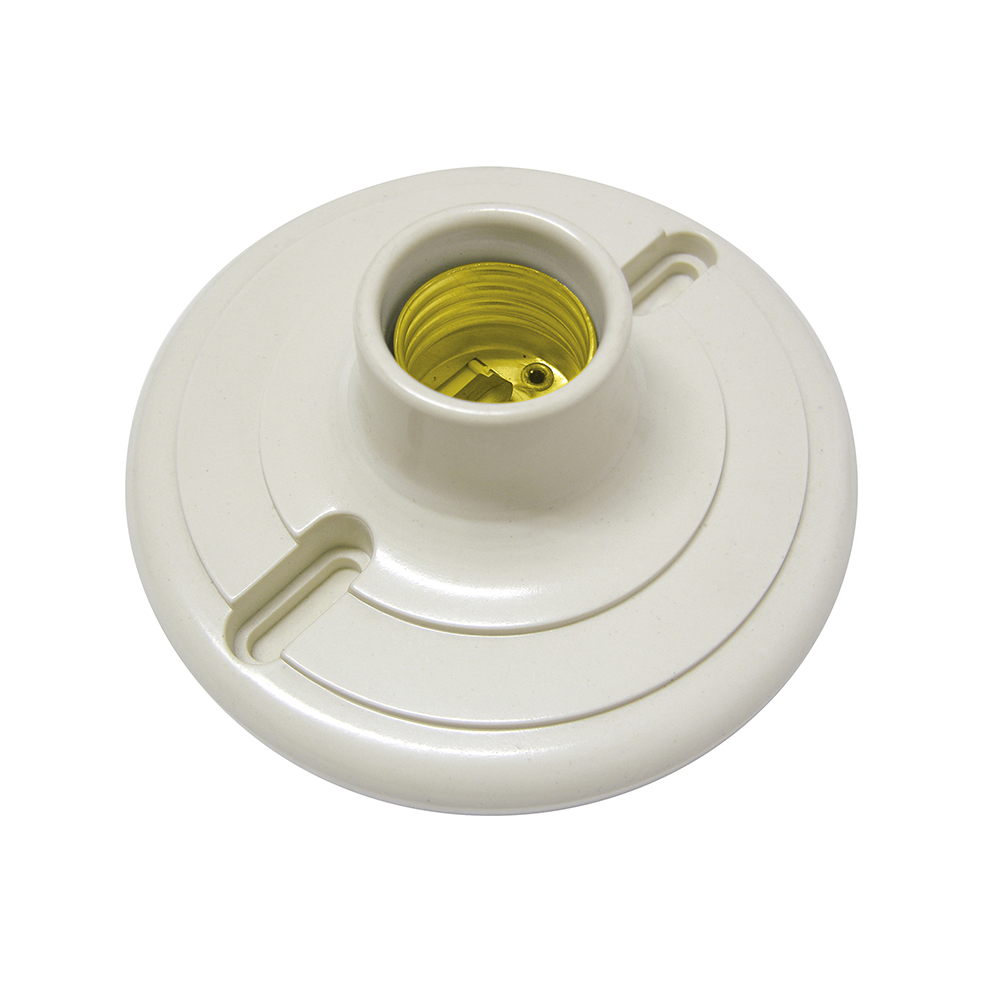 Portalámpara redonda de baquelita para techo 4", color blanco Surtek