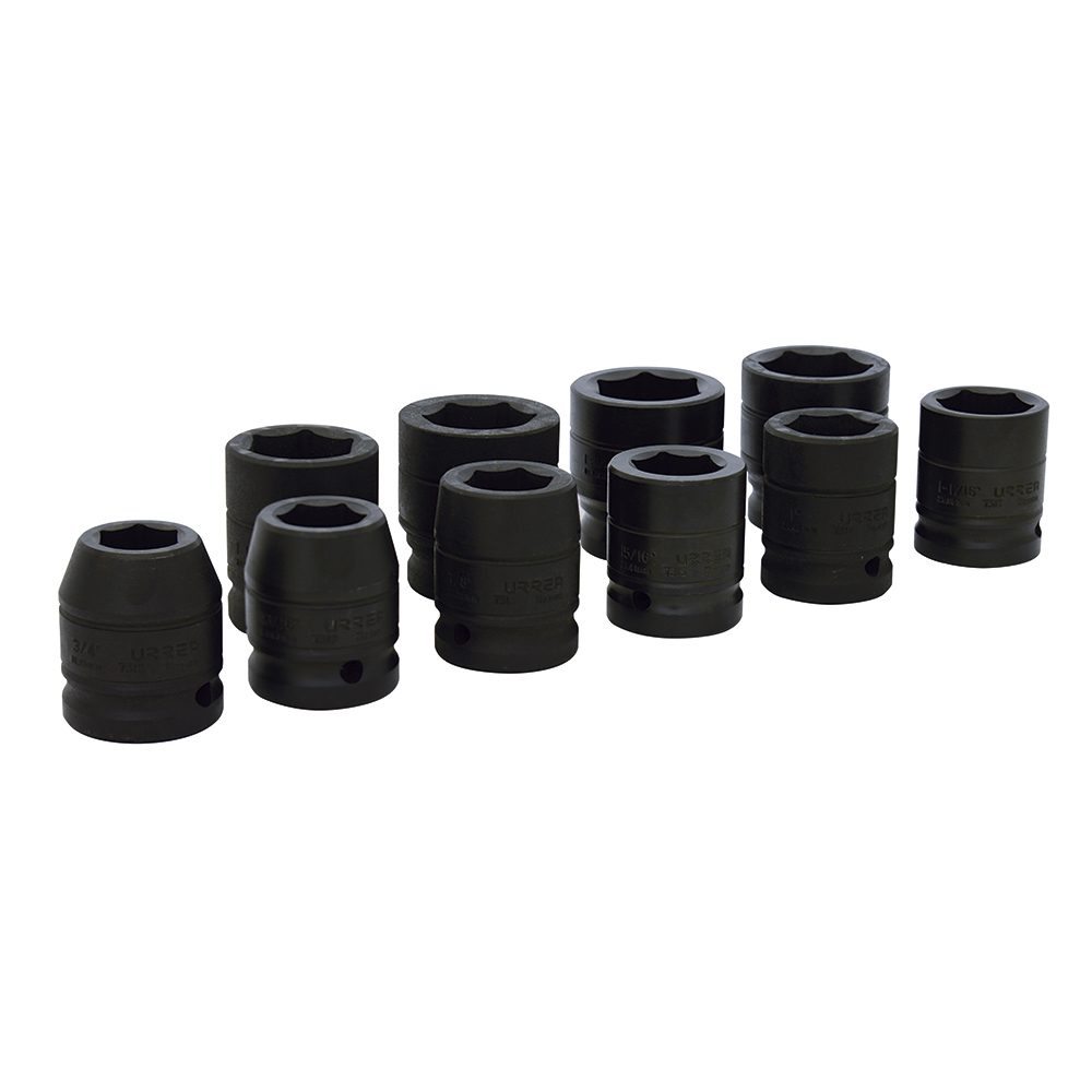 Juego de dados de impacto cuadro de 3/4", 6 puntas, en pulgadas, 10 piezas Urrea