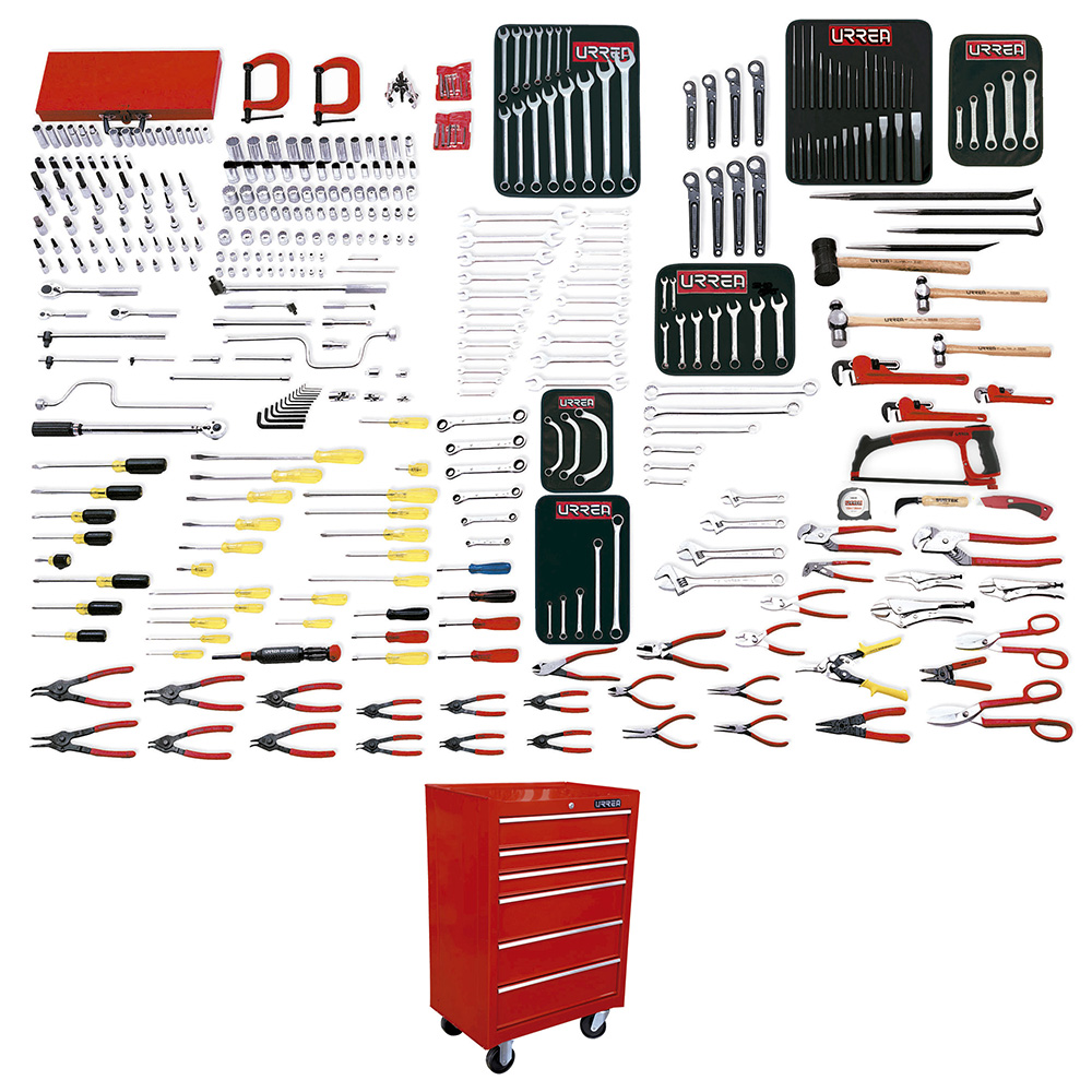 Juego maestro industrial combinado 399 piezas, con gabinete EX27M6 Urrea