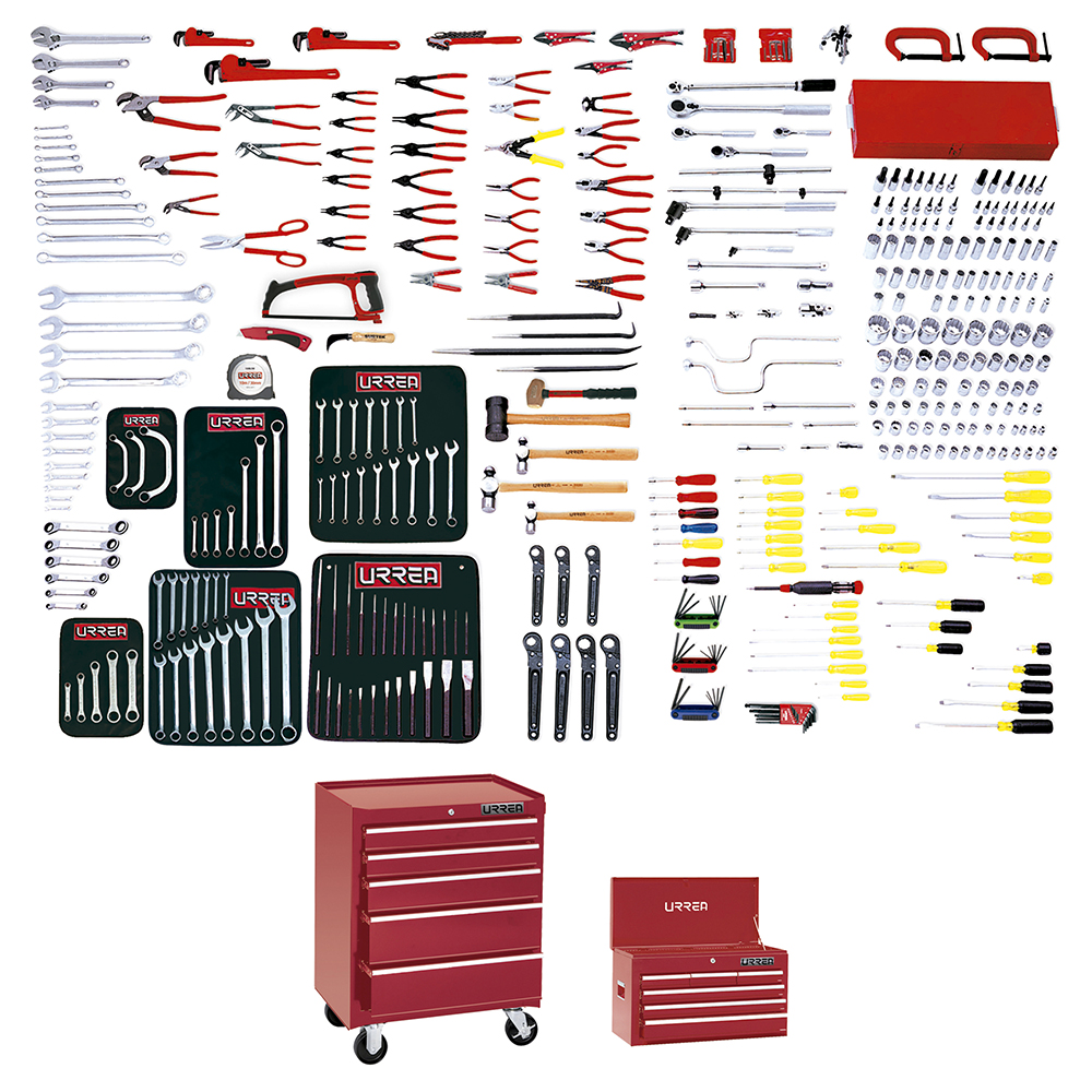 Juego maestro industrial combinado 399 piezas, con gabinetes EX27M5, EX27S6 Urrea