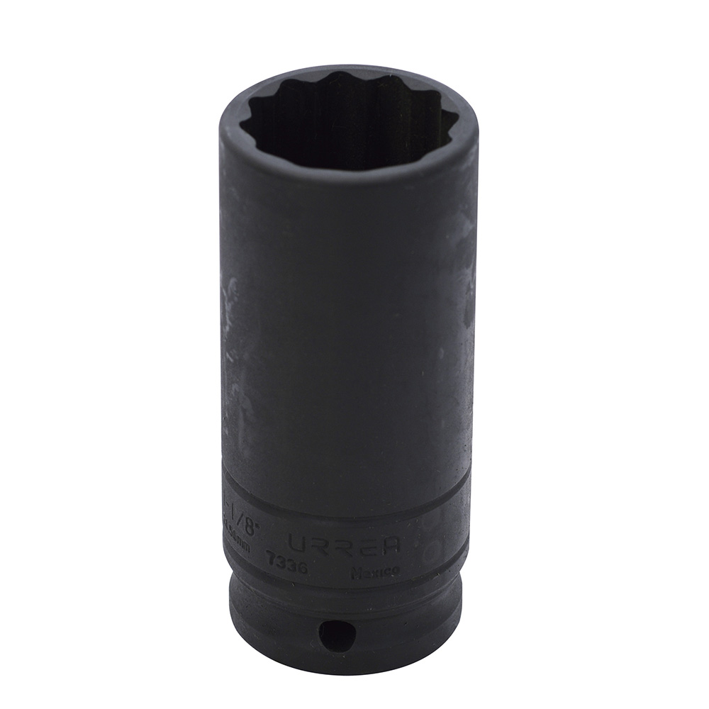 Dado de impacto largo cuadro de 1/2", 12 puntas, en pulgadas, 1-1/8" Urrea