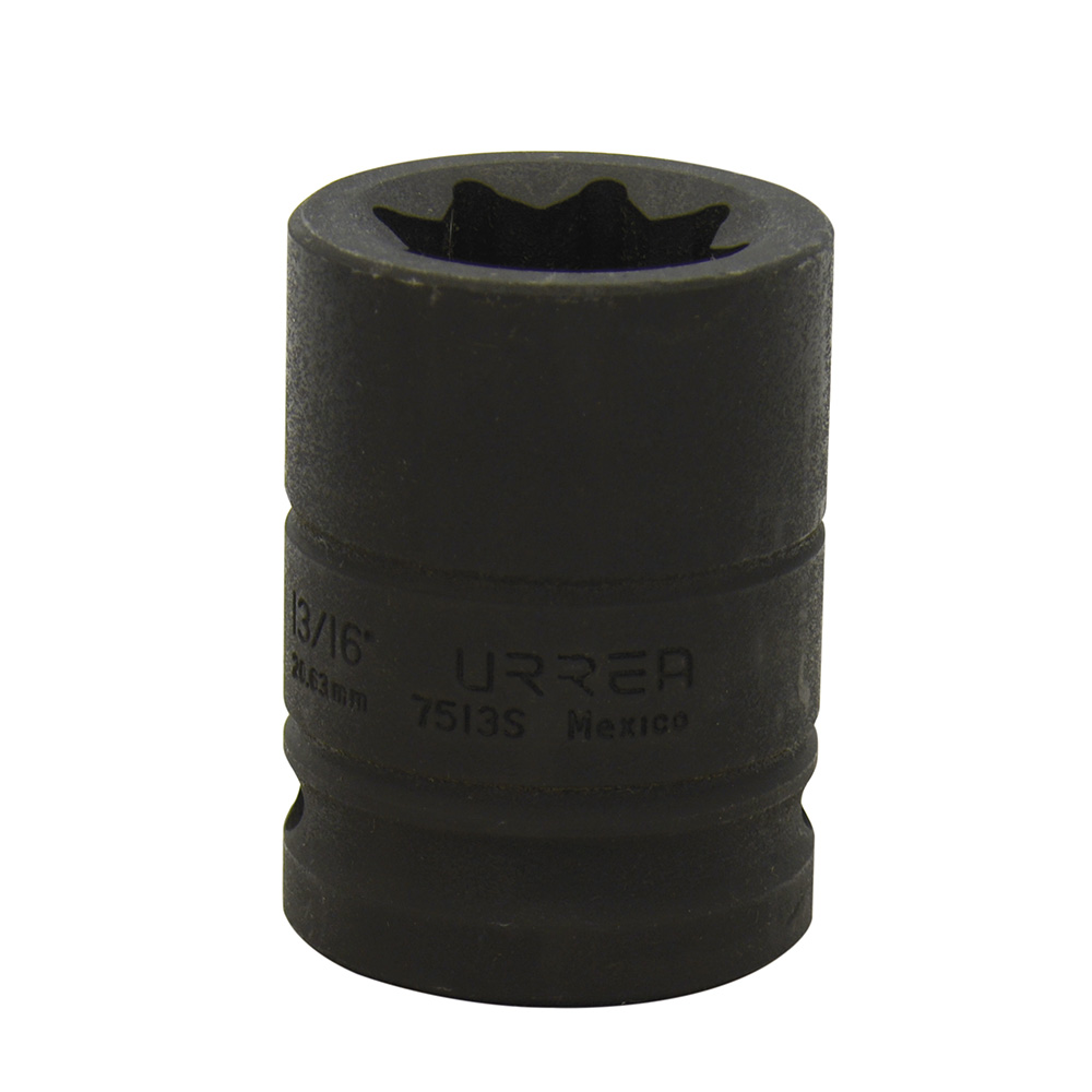 Dado de impacto cuadro de 3/4", 8 puntas, en pulgadas, 13/16" Urrea