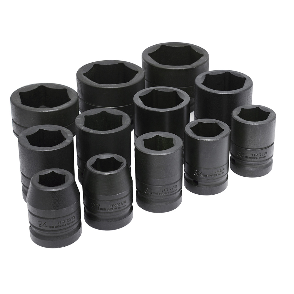 Juego de dados de impacto cuadro de 1", 6 puntas, métricos, 12 piezas Urrea