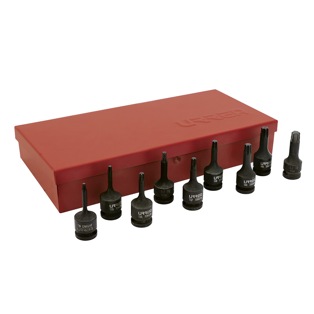 Juego de dados de impacto con punta torx cuadro de 3/8", 10 piezas Urrea