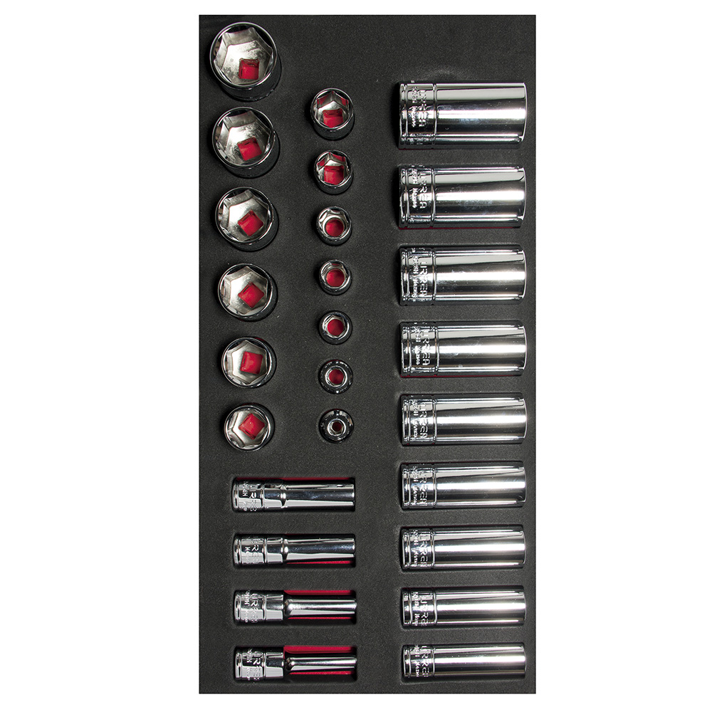 Juego de dados cortos y largos cuadro de 3/8" en pulgadas 26 piezas, CH106-C Urrea