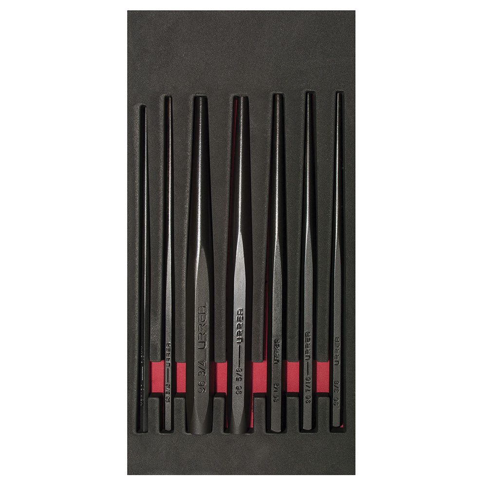 Juego de punzones guía botador largo 7 piezas, CH124-C Urrea