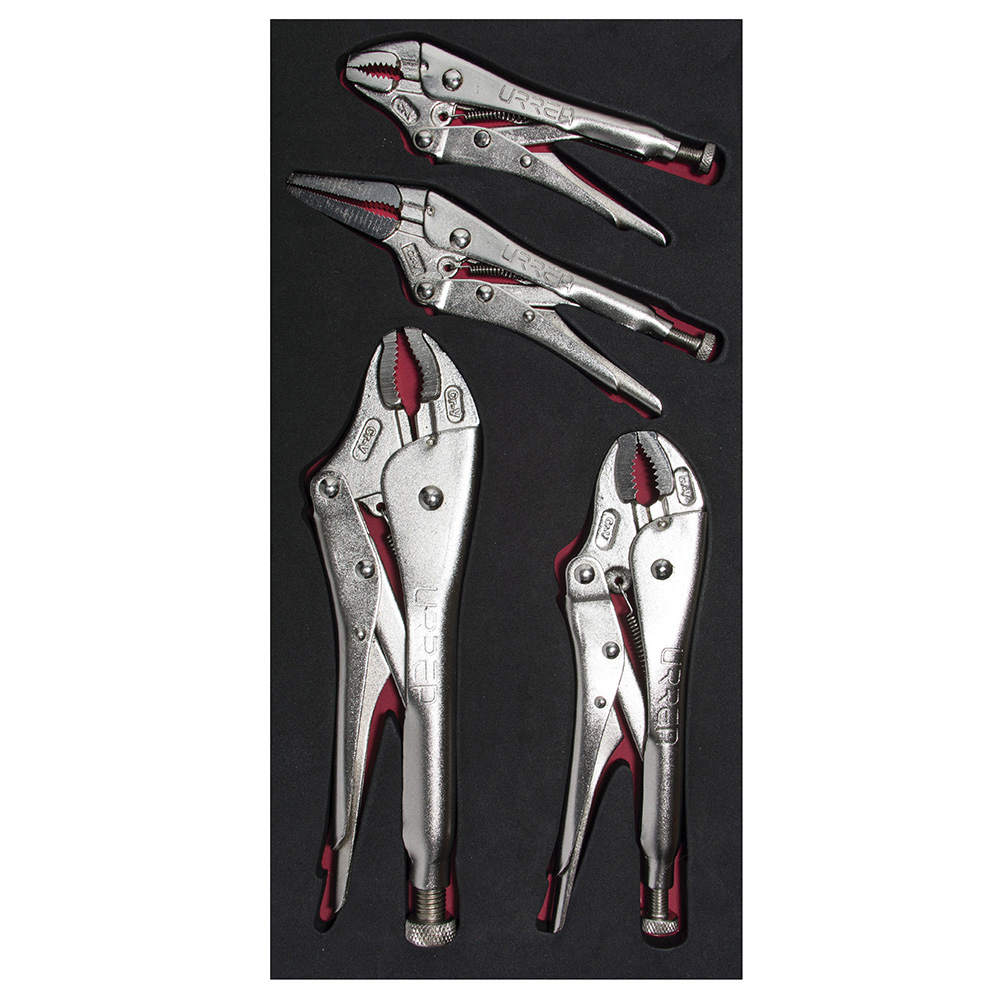 Juego de pinzas de presión 4 piezas, charola CH127-C Urrea