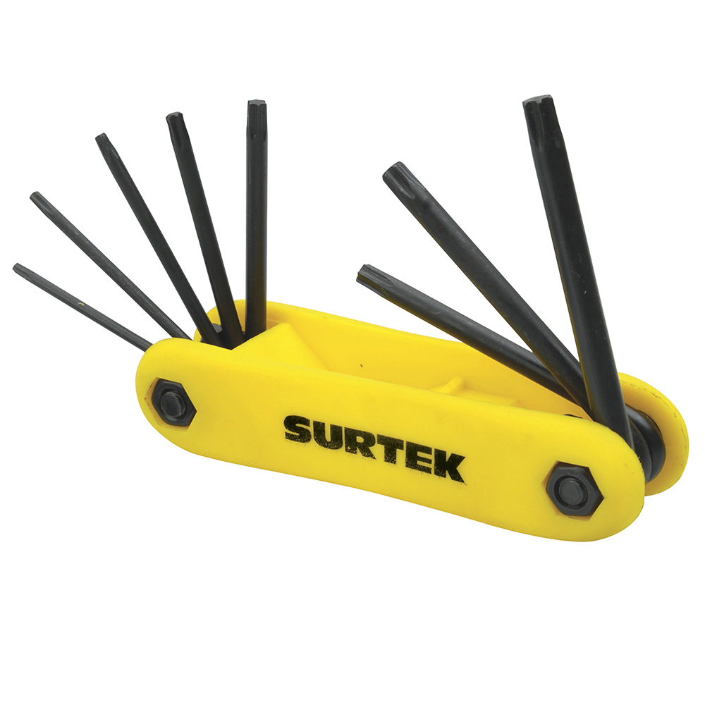Juego de llaves hexagonales torx tipo navaja, 8 piezas en rack Surtek