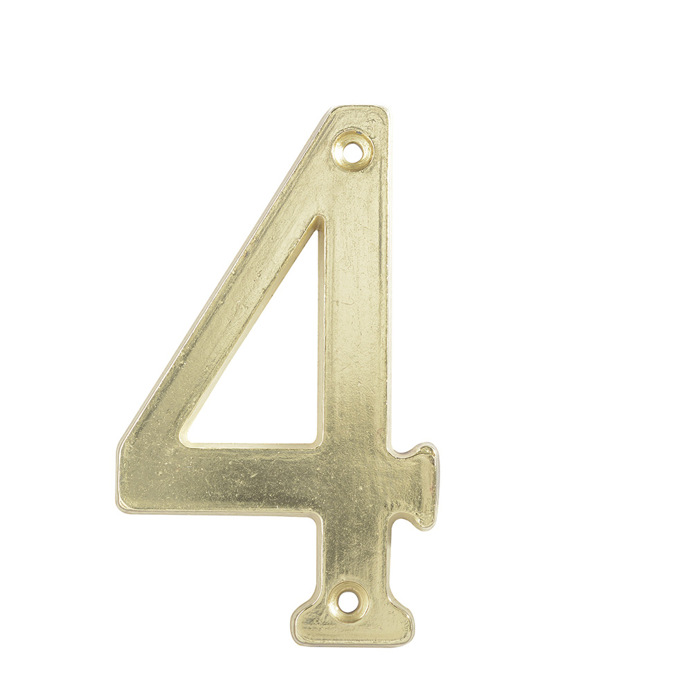 Número 4 slim 4" latón brillante Lock
