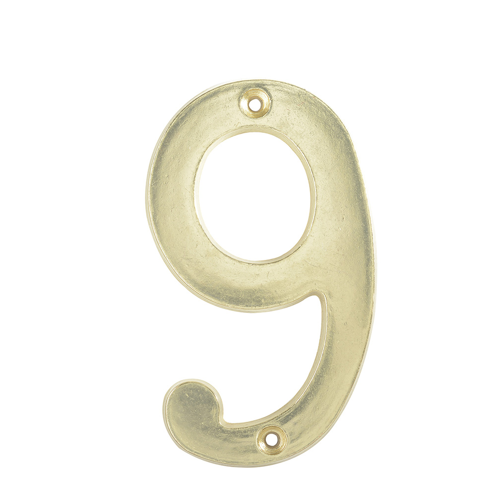 Número 9 slim 4" latón brillante Lock