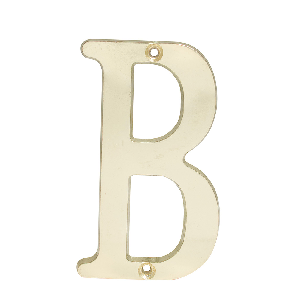 Letra B slim 4" latón brillante Lock
