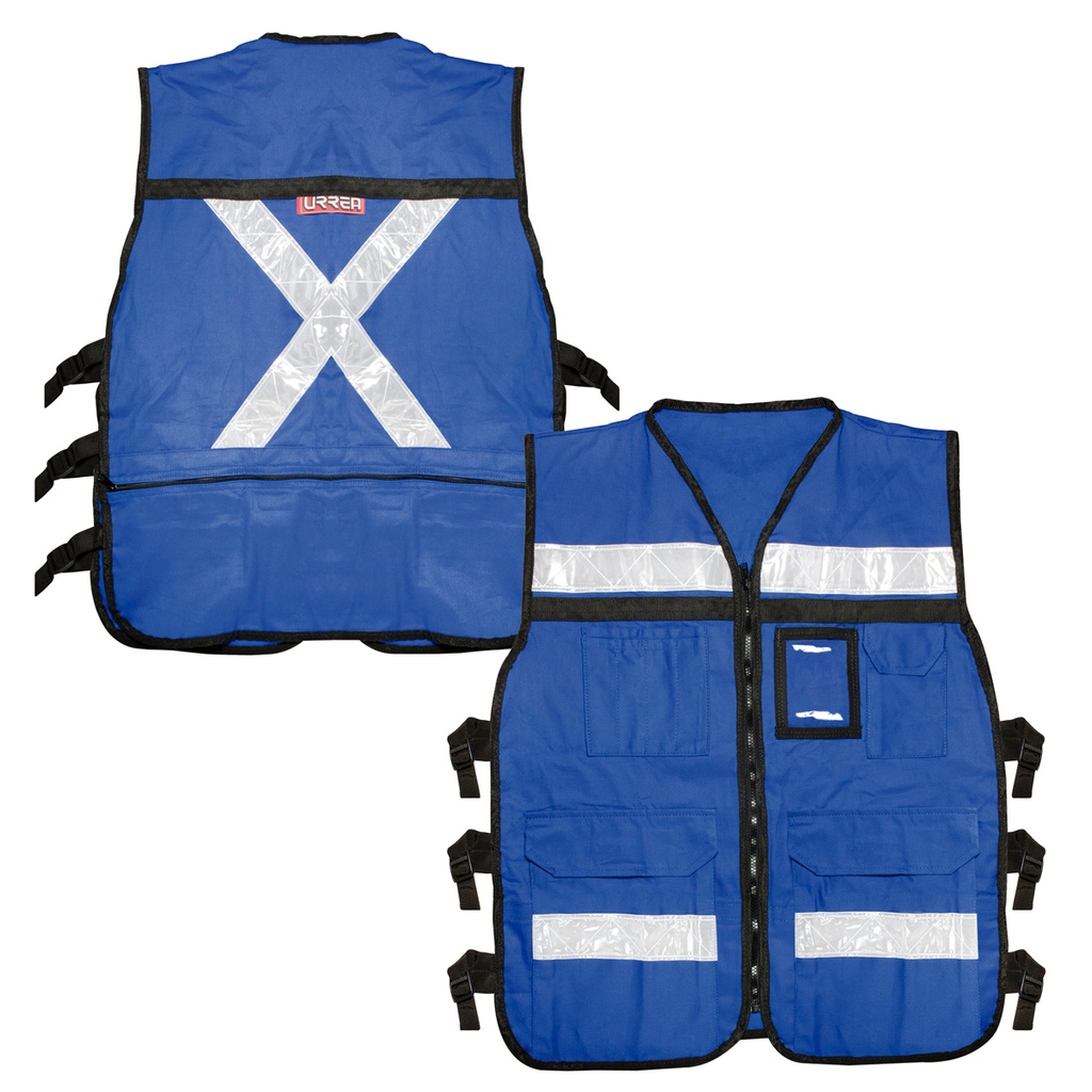 Chaleco de seguridad tipo supervisor cerrado con reflejante azul M Urrea
