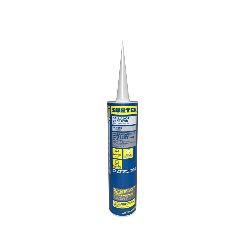 Silicón color transparente, 280 ml Surtek