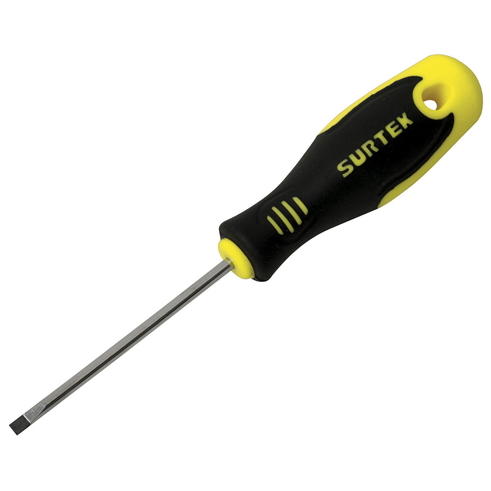 Destornillador con mango bimaterial, punta plana mini 1/8" x 2-1/2" Surtek