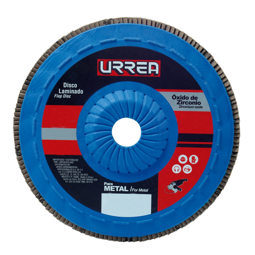 Disco laminado tipo 27 grano 80 con respaldo plástico, 4-1/2" Urrea
