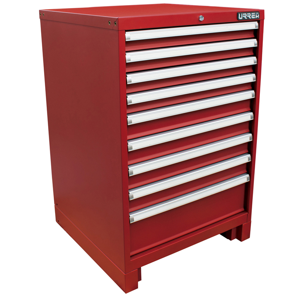 Gabinete fijo con 9 gavetas color rojo serie X 28" Urrea