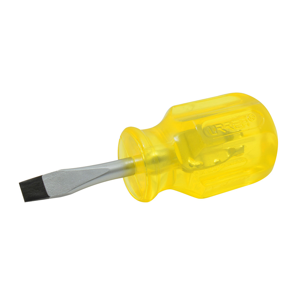 Destornillador con mango ámbar, punta plana tipo trompo barra redonda 1/4" x 1-1/2" Urrea