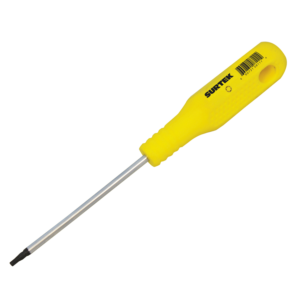 Destornillador con mango amarillo, punta Torx barra redonda  T25 x 4" Surtek