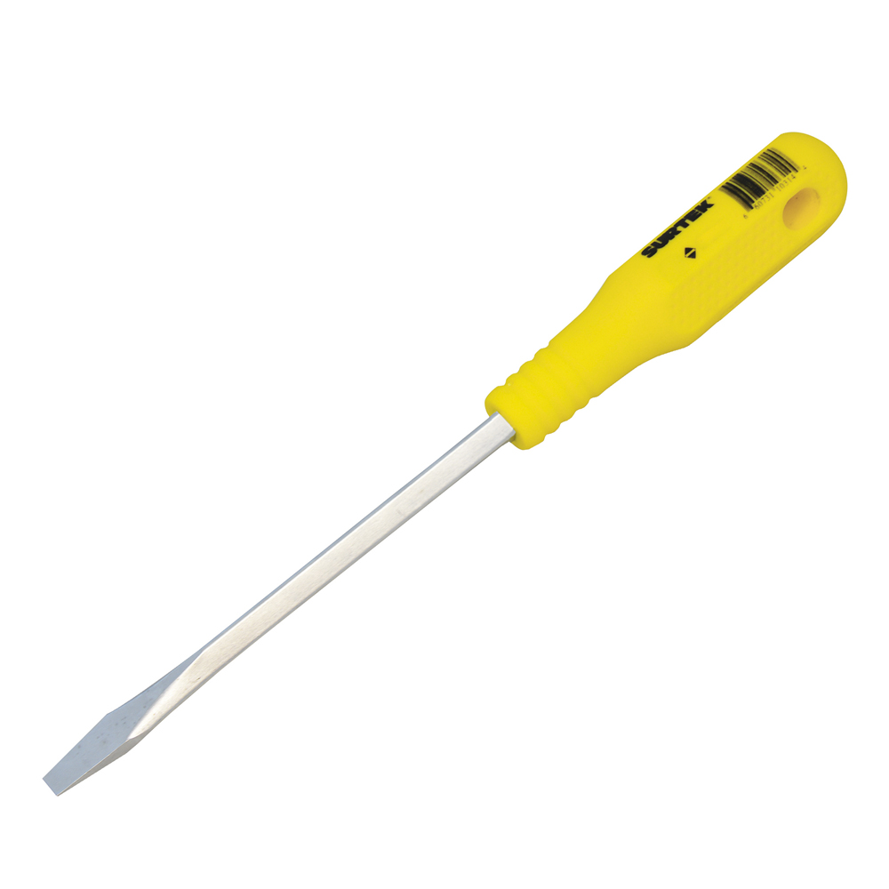 Destornillador con mango amarillo, punta plana barra cuadrada 3/8" x 8" Surtek