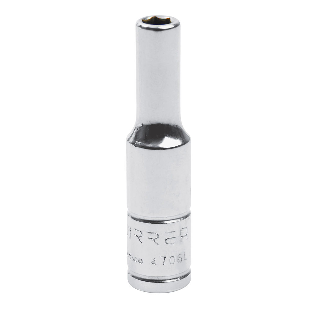 Dado largo cuadro de 1/4", 6 puntas, en pulgadas, 3/16" Urrea