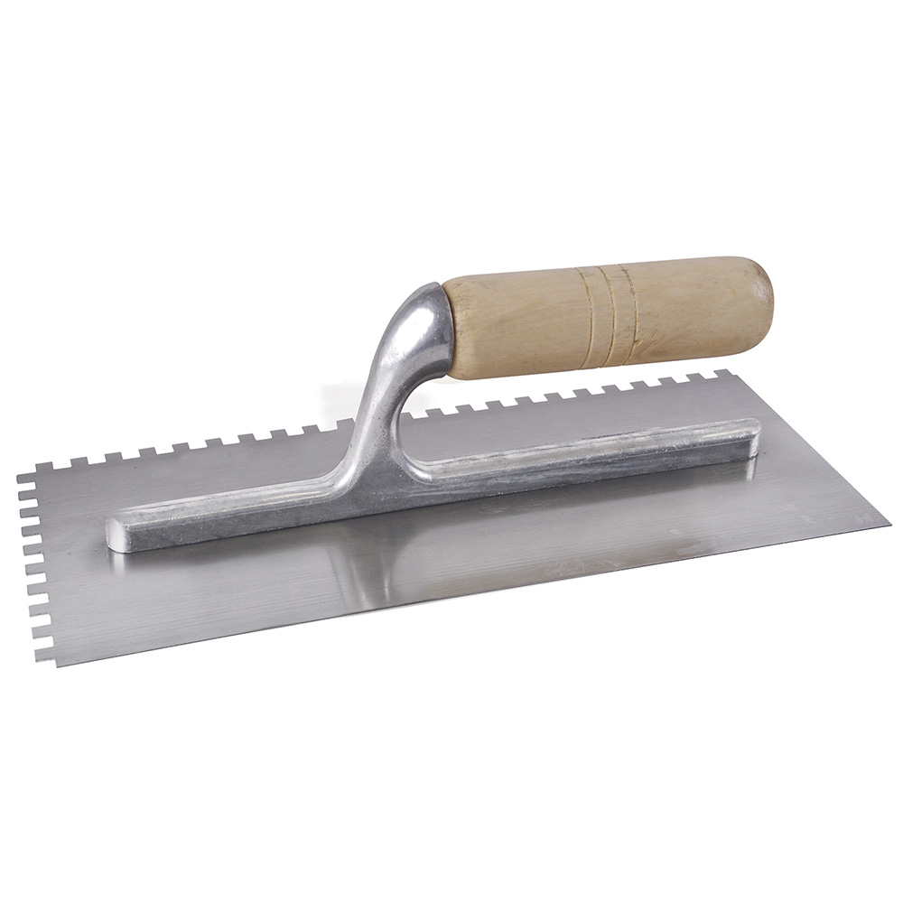 Llana dentada cuadrada de acero al alto carbón con mango de madera 10 remaches, 11" x 5" Surtek