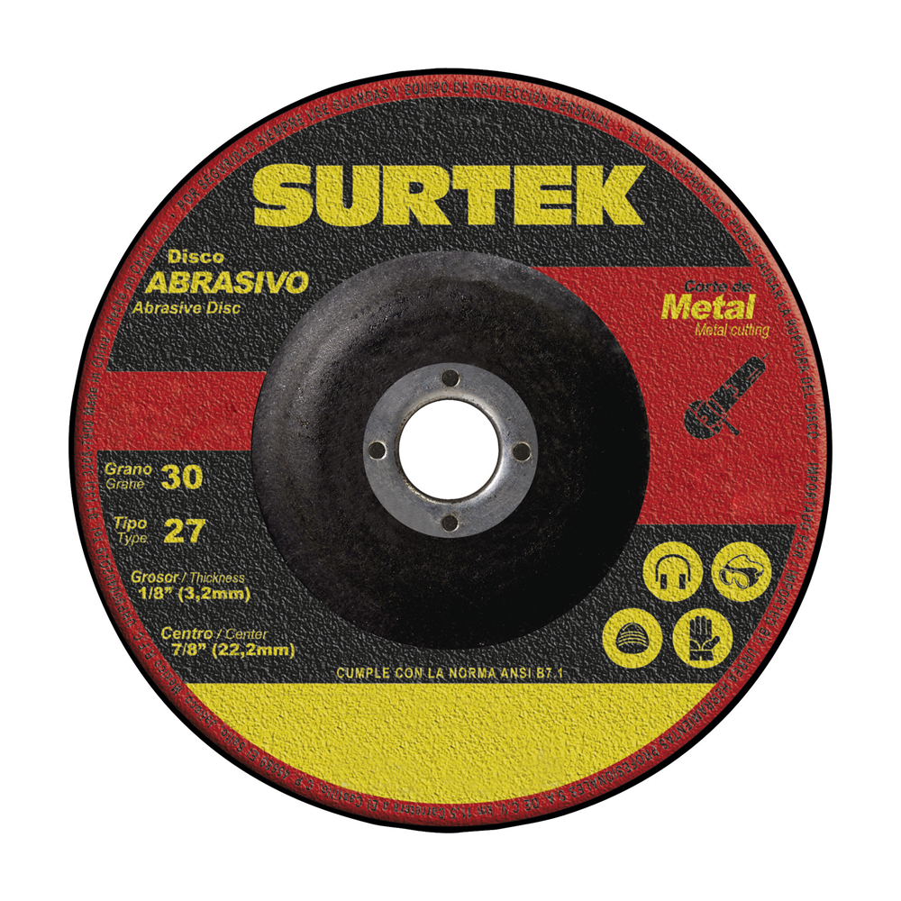 Disco abrasivo tipo 27 para metal 7" x 1/8" Surtek