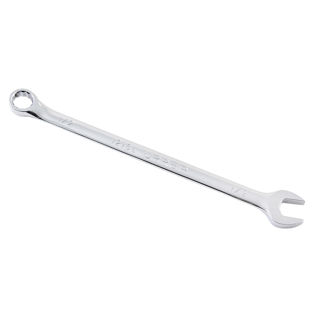 Llave combinada extra larga pulido espejo en pulgadas, 12 puntas, 1/2" Urrea