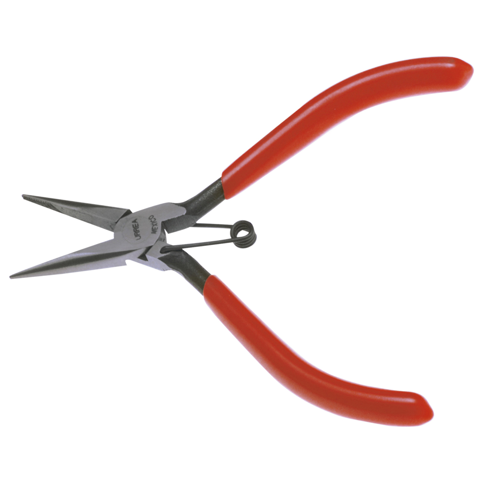 Pinza para electricista con mango rubber grip de 4-3/4" punta larga sin corte Urrea